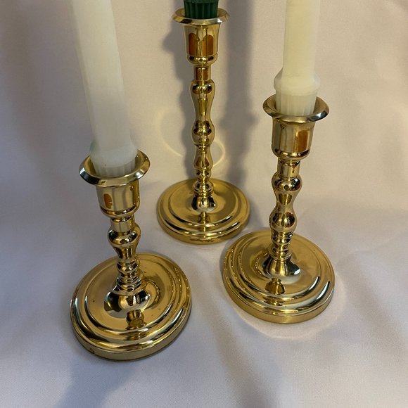Partylite goldtone candlesticks - set of 3